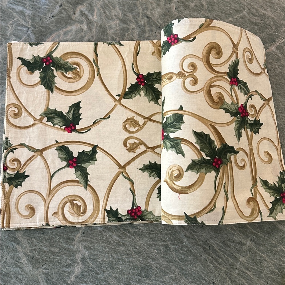 8 Lenox Christmas Reversible Material Placemats Holiday Collection - Picture 2 of 3
